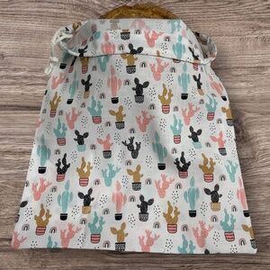 Cactus Linen Bread Bag for Homemade Bread, 100% Cotton Reusable Drawstring Bag